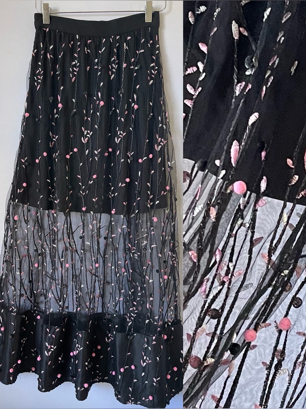 Eva Franco Sheer Embroidered Floral Pom Pom Garden 2